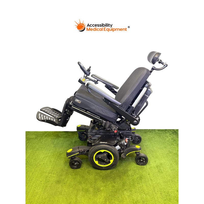 Refurbished Quickie Q700M Powerchair with Tilt, Recline, Elevating Legrests, and New Batteries, Lime Green
