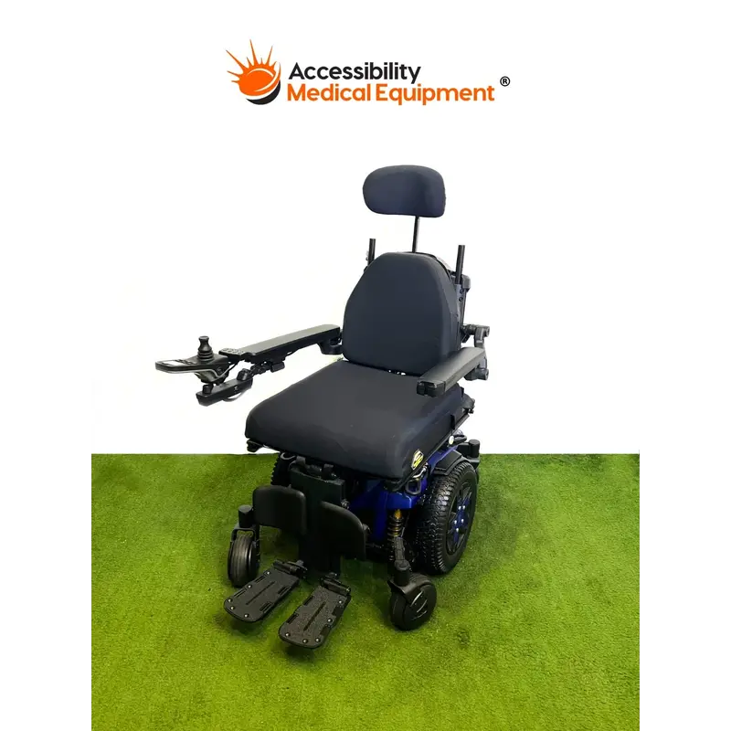 Refurbished 2024 Quantum Edge 3 Power Wheelchair with Vertical Lift, Tilt, and Elevating Legrests, Blue