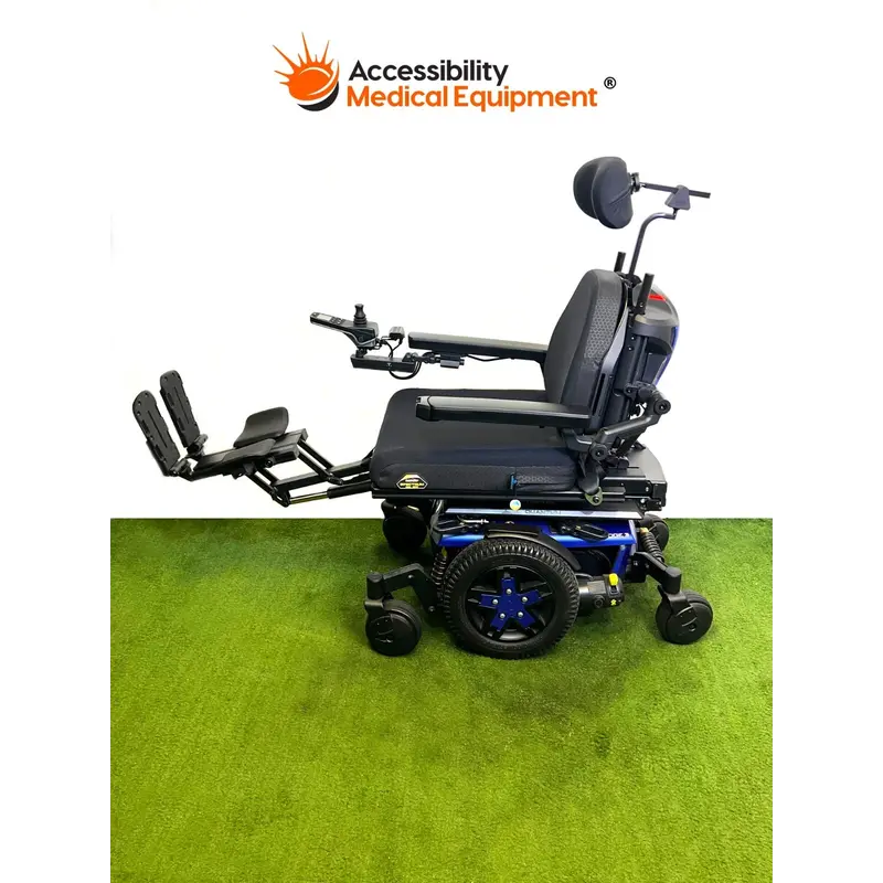 Refurbished 2024 Quantum Edge 3 Power Wheelchair with Vertical Lift, Tilt, and Elevating Legrests, Blue
