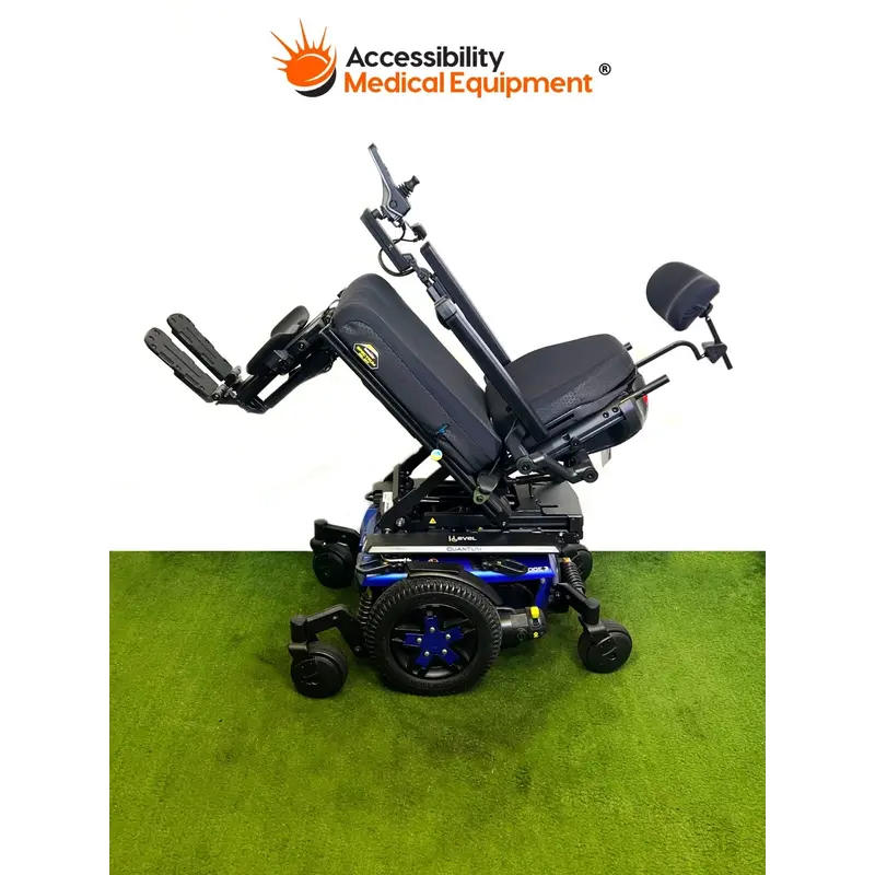 Refurbished 2024 Quantum Edge 3 Power Wheelchair with Vertical Lift, Tilt, and Elevating Legrests, Blue
