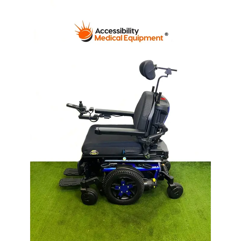 Refurbished 2024 Quantum Edge 3 Power Wheelchair with Vertical Lift, Tilt, and Elevating Legrests, Blue