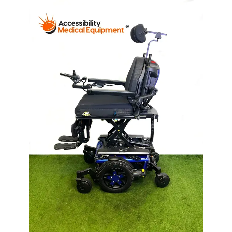 Refurbished 2024 Quantum Edge 3 Power Wheelchair with Vertical Lift, Tilt, and Elevating Legrests, Blue