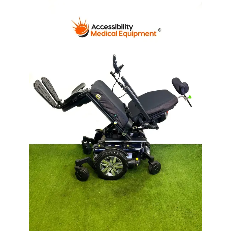 Refurbished Quantum Edge 3 Power Wheelchair with Tilt, Recline, and Elevating Legrests, Batteries Included, Blue