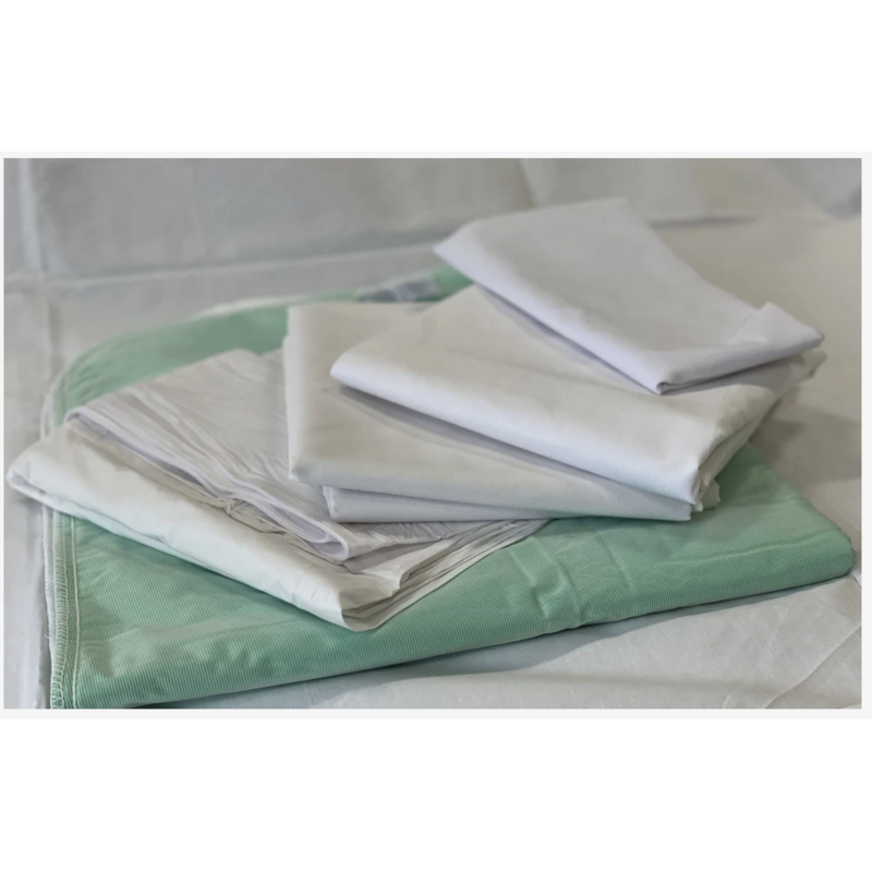 Allman Complete Hospital Bed Set with Mattress Cover, Sheet Set, and Reusable Underpad