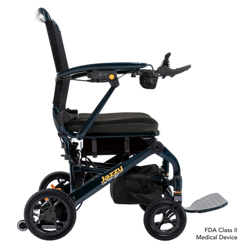 Pride Jazzy Carbon 27 Folding Lightweight Power Chair - 27.8 lbs - 300 lb Weight Capacity