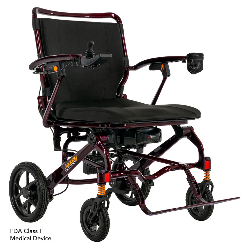 Pride Jazzy Carbon 27 Folding Lightweight Power Chair - 27.8 lbs - 300 lb Weight Capacity