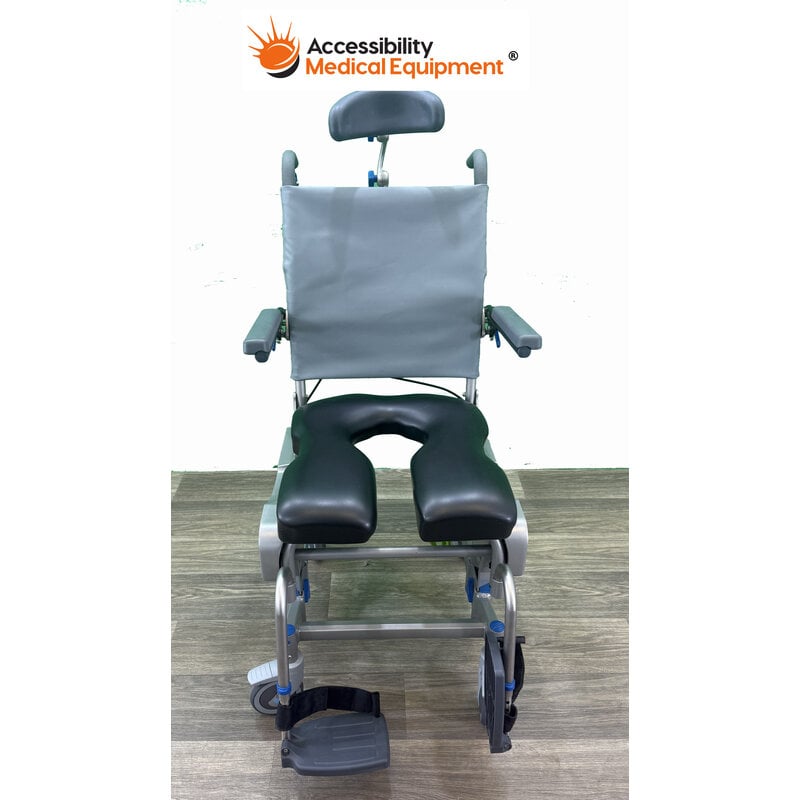 RAZ Refurbished RAZ ART Tilt in Space Rolling Shower Chair with 18x20" Padded Commode Opening Seat