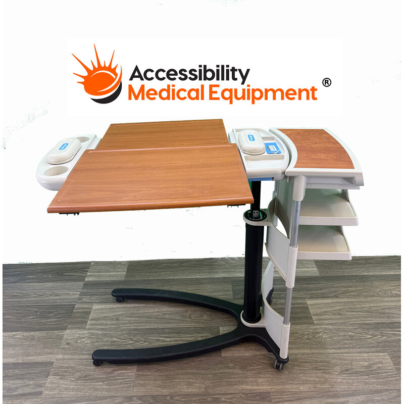 Refurbished Hill Rom Overbed Table with Extension and Shelf