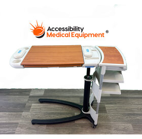 Refurbished Hill Rom Overbed Table with Extension and Shelf