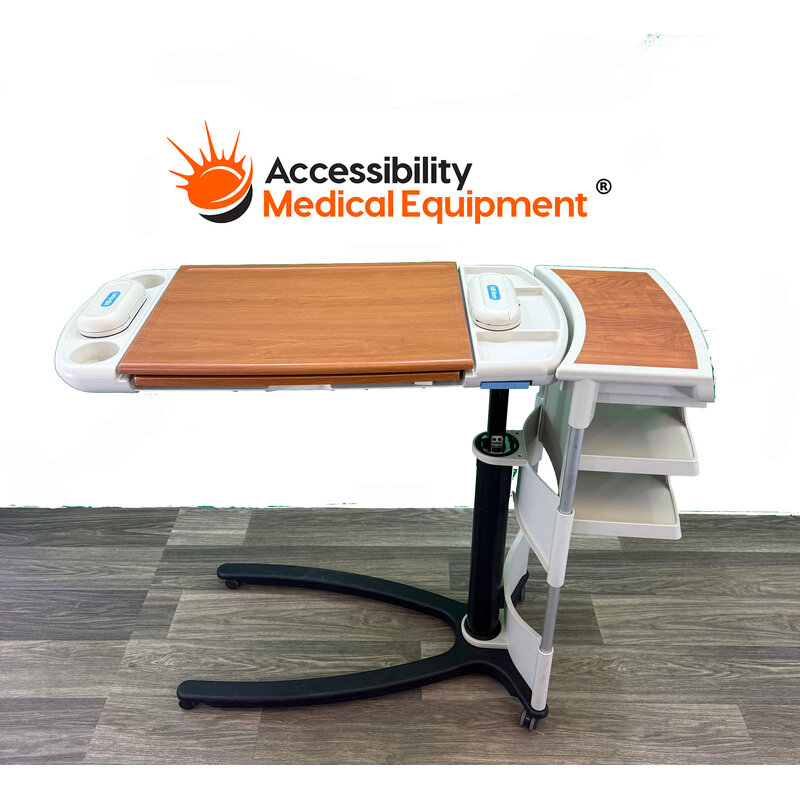 Refurbished Hill Rom Overbed Table with Extension and Shelf