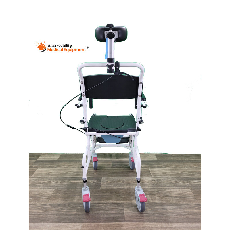 Refurbished Rolling Reclining Shower Chair With Commode Opening - Caster Wheels