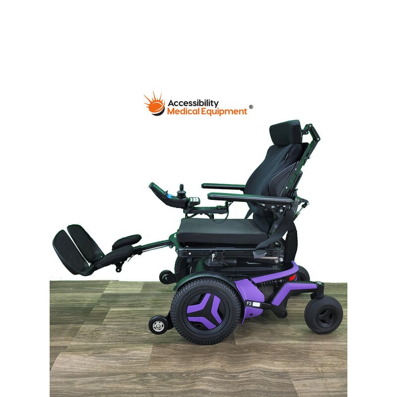 Refurbished Purple Permobil F3 Power Wheelchair 17" Seat Width - Batteries Included