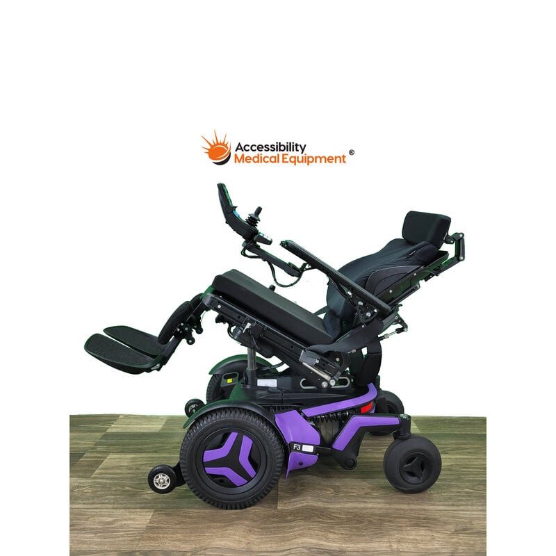 Refurbished Purple Permobil F3 Power Wheelchair 17" Seat Width - Batteries Included