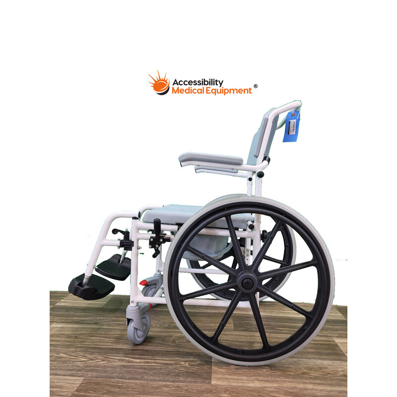Refurbished Rolling Shower Chair with Commode Opening - Wheelchair Wheels