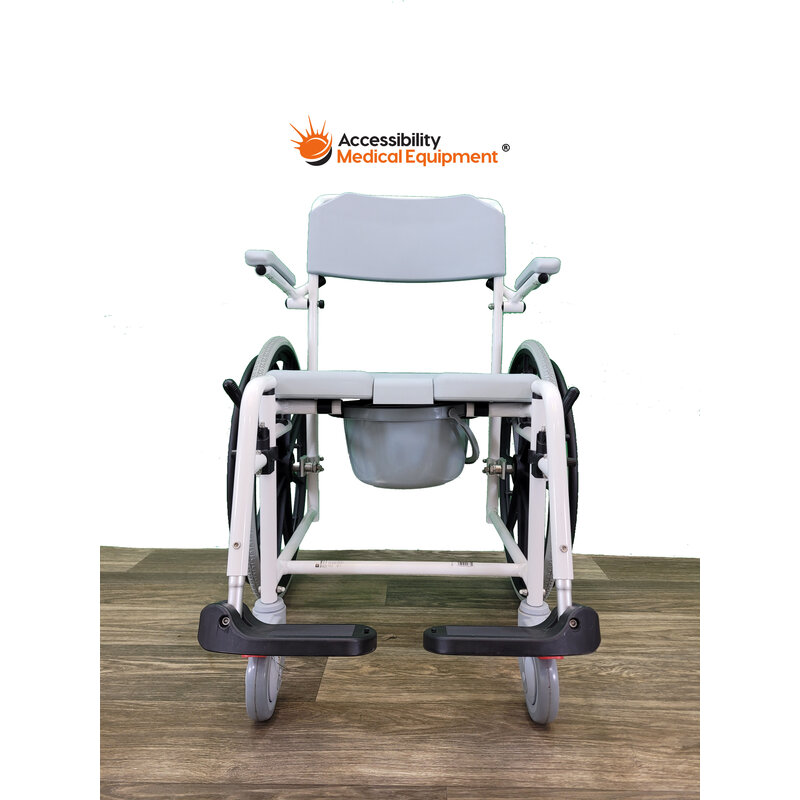 Refurbished Rolling Shower Chair with Commode Opening - Wheelchair Wheels