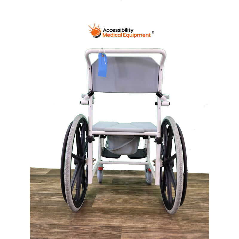 Refurbished Rolling Shower Chair with Commode Opening - Wheelchair Wheels