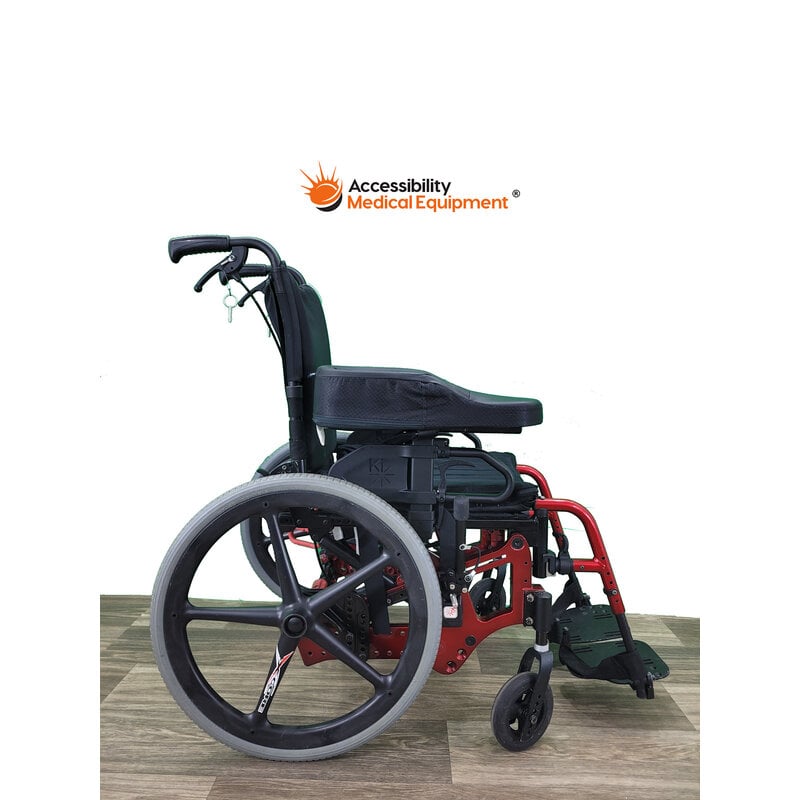 REF Red Foldable Tilting Ki Liberty FT Wheelchair With 16" Seat Width, Right Arm support, And Roho Cushion