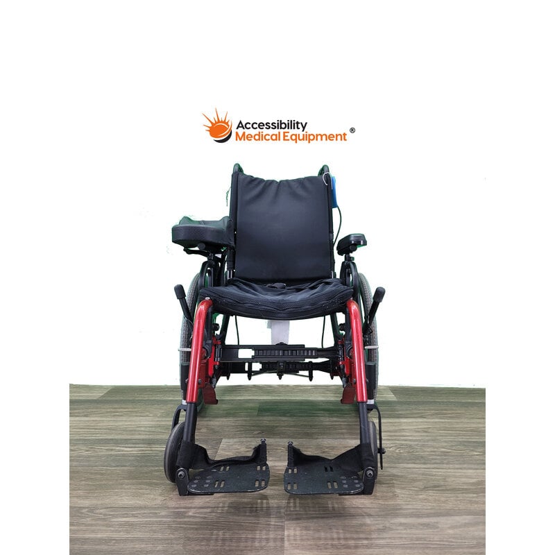 REF Red Foldable Tilting Ki Liberty FT Wheelchair With 16" Seat Width, Right Arm support, And Roho Cushion