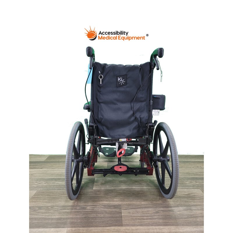REF Red Foldable Tilting Ki Liberty FT Wheelchair With 16" Seat Width, Right Arm support, And Roho Cushion