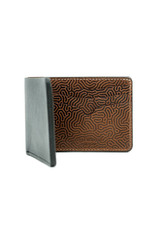 Leather Works Minnesota No. 9 Bifold Wallet Blk & Coral Tan