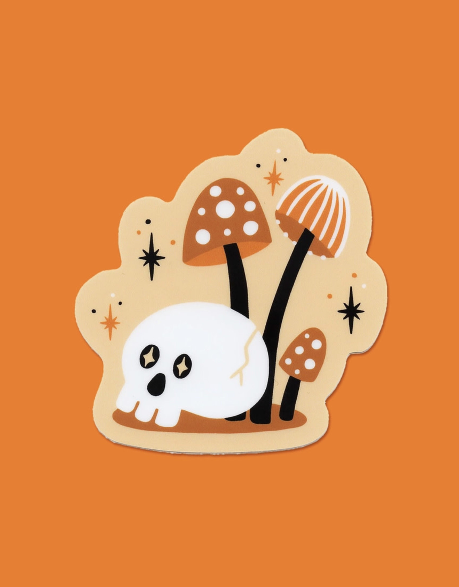 A Fink & Ink Skull & Mushrooms Sticker
