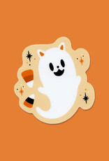 A Fink & Ink Candy Corn Cat Ghost Sticker