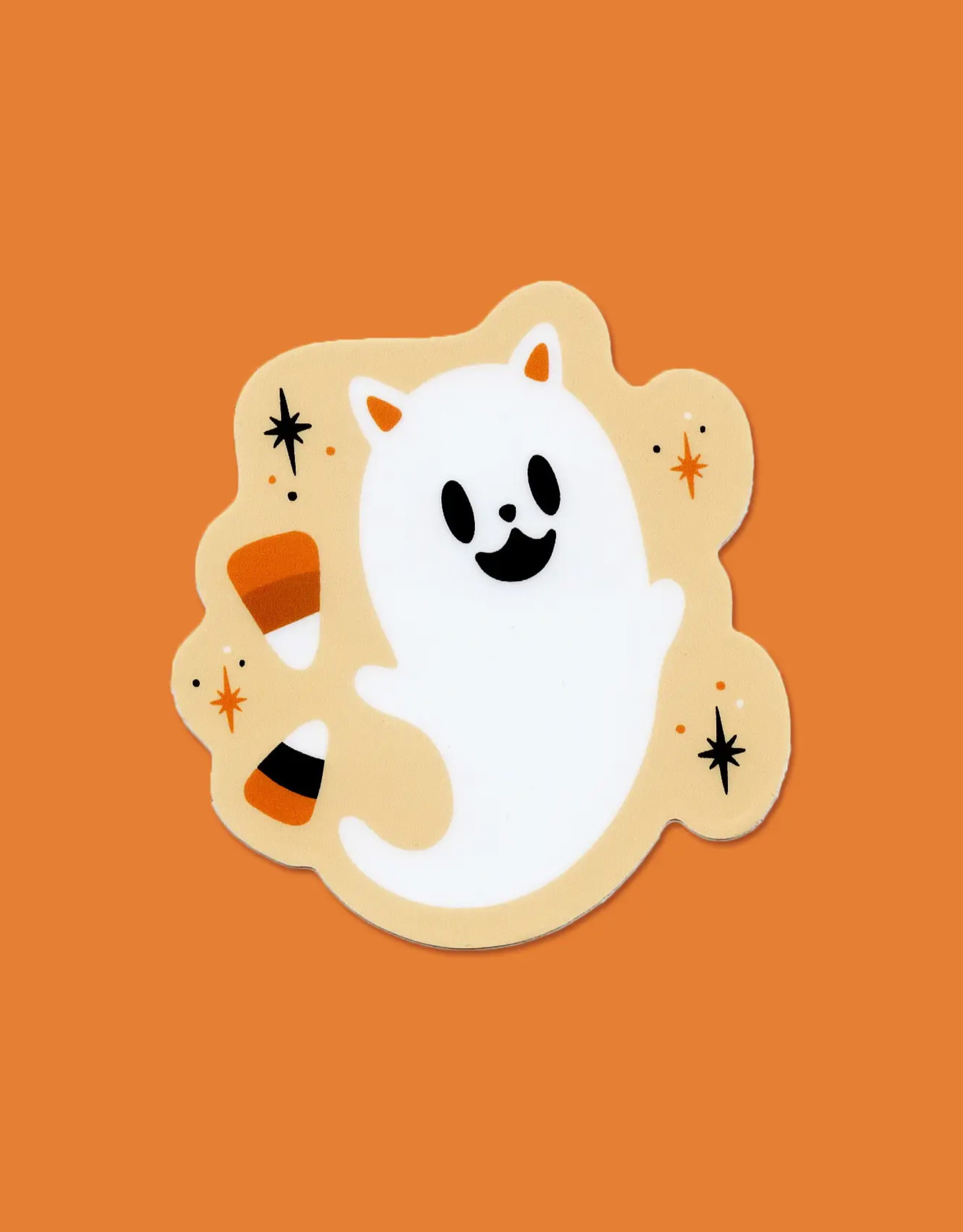 A Fink & Ink Candy Corn Cat Ghost Sticker