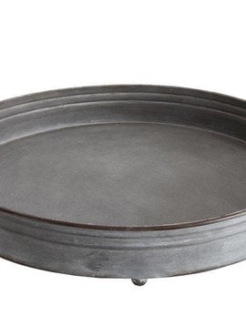 Round Decorative Metal Tray with Handles