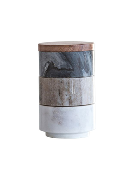 CC Marble 3 stack Pinch Pot W/ Lid