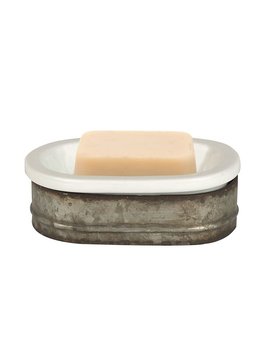 Metal and Stoneware soap dish