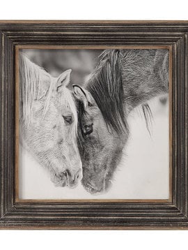 Uttermost UM Black and White Horses Distressed Frame 32"x32"x2"