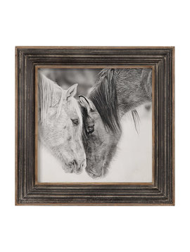 Uttermost Black and White Horses Distressed Frame 32"x32"x2"