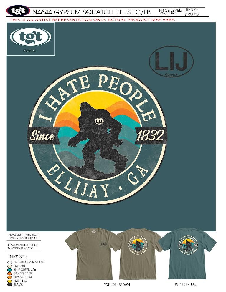 TGT Lakeshirts TGT Squatch I Hate People T Shirt
