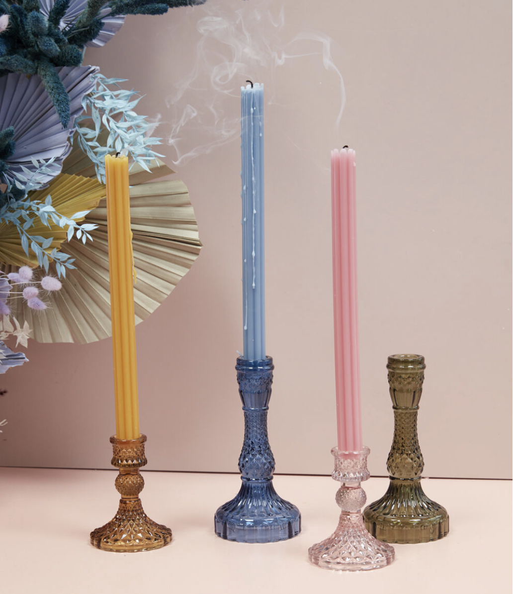 Accent Decor Colored Glass Candle Stick