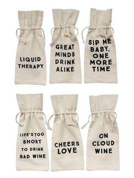 Assorted Wine Bags With Saying