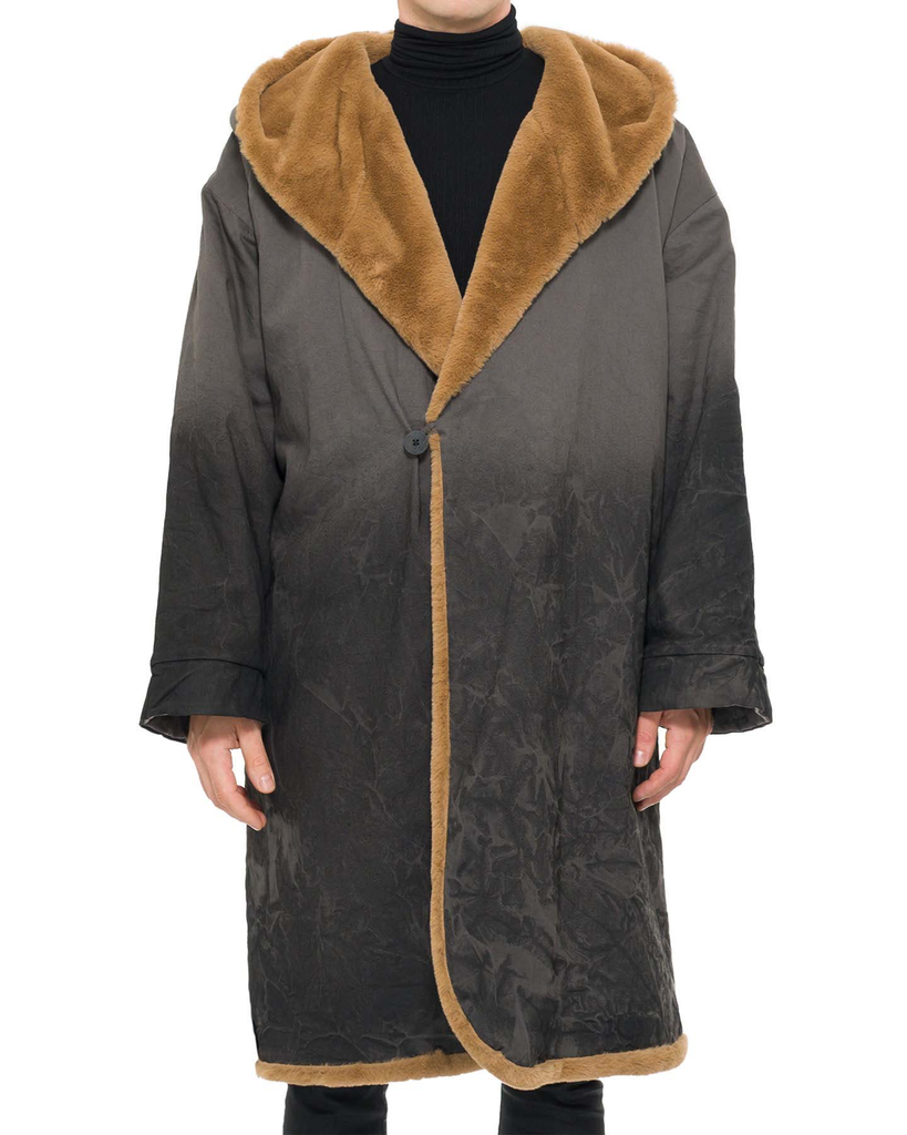 Men S Faux Fur Lined Hooded Denim Coat By Nostra Santissima