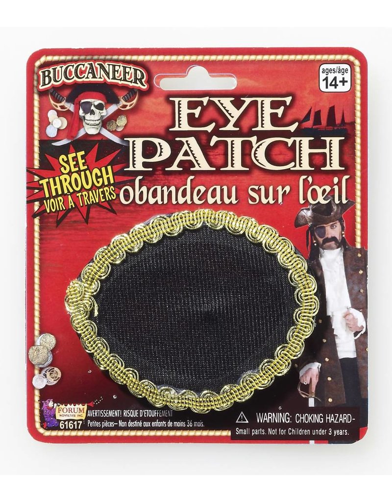 Buccaneer Pirate Eye Patch w/ Gold Trim