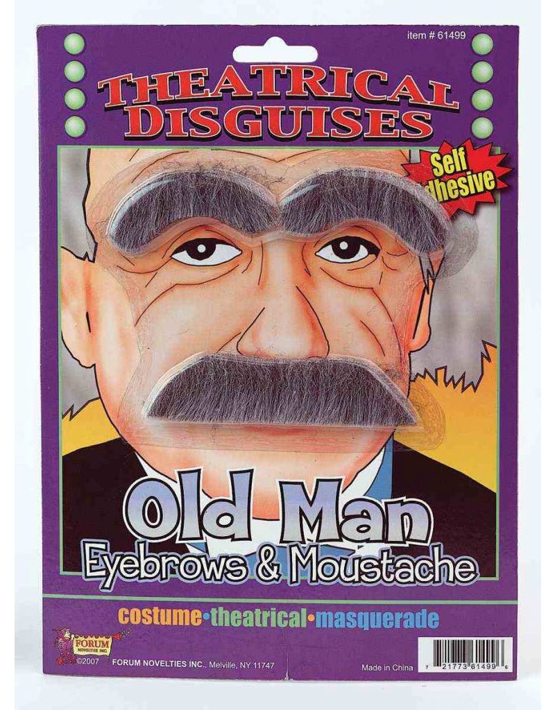 Old Man Eyebrow & Moustache: Grey