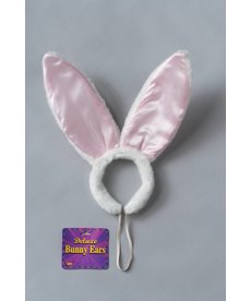 Satin Plush Bunny Ears: White