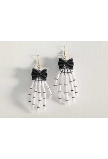 Skeleton Hand Earrings: White