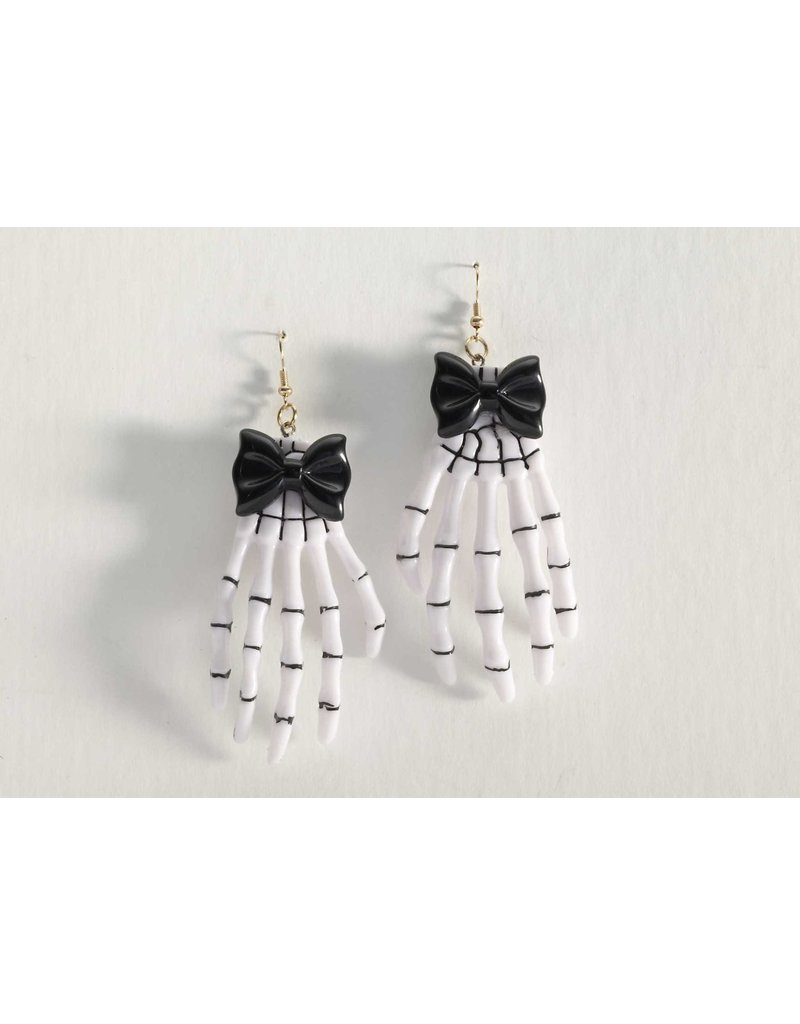 Skeleton Hand Earrings: White