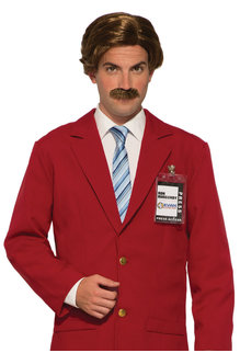 Adult Brown Anchorman Wig & Moustache