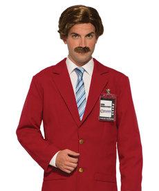 Adult Brown Anchorman Wig & Moustache