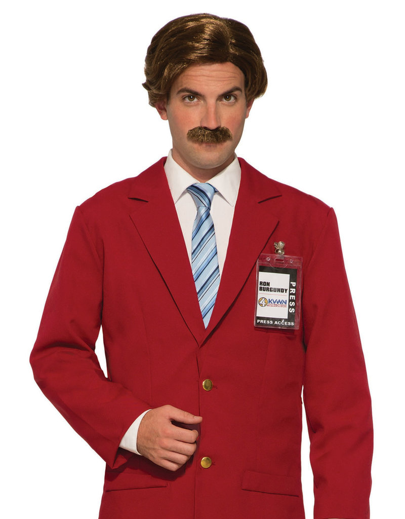 Adult Brown Anchorman Wig & Moustache