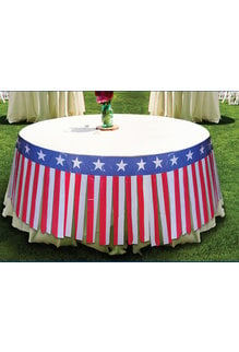 Patriotic Table Fringe Skirt: Red/White/Blue