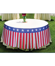 Patriotic Table Fringe Skirt: Red/White/Blue