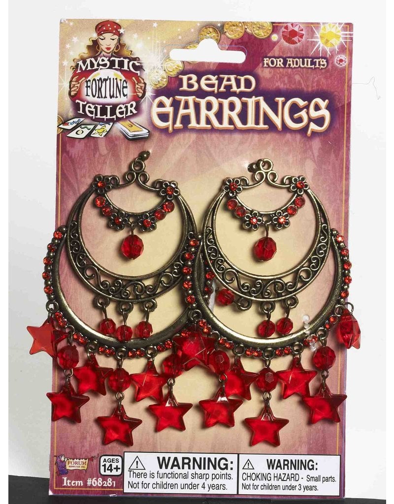 Fortune Teller Earrings with Red Stars