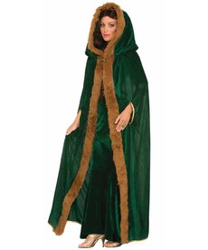 Women's Faux Fur Trimmed Cape: Green