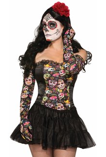 Day of the Dead Long Ruched Gloves