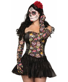 Day of the Dead Long Ruched Gloves
